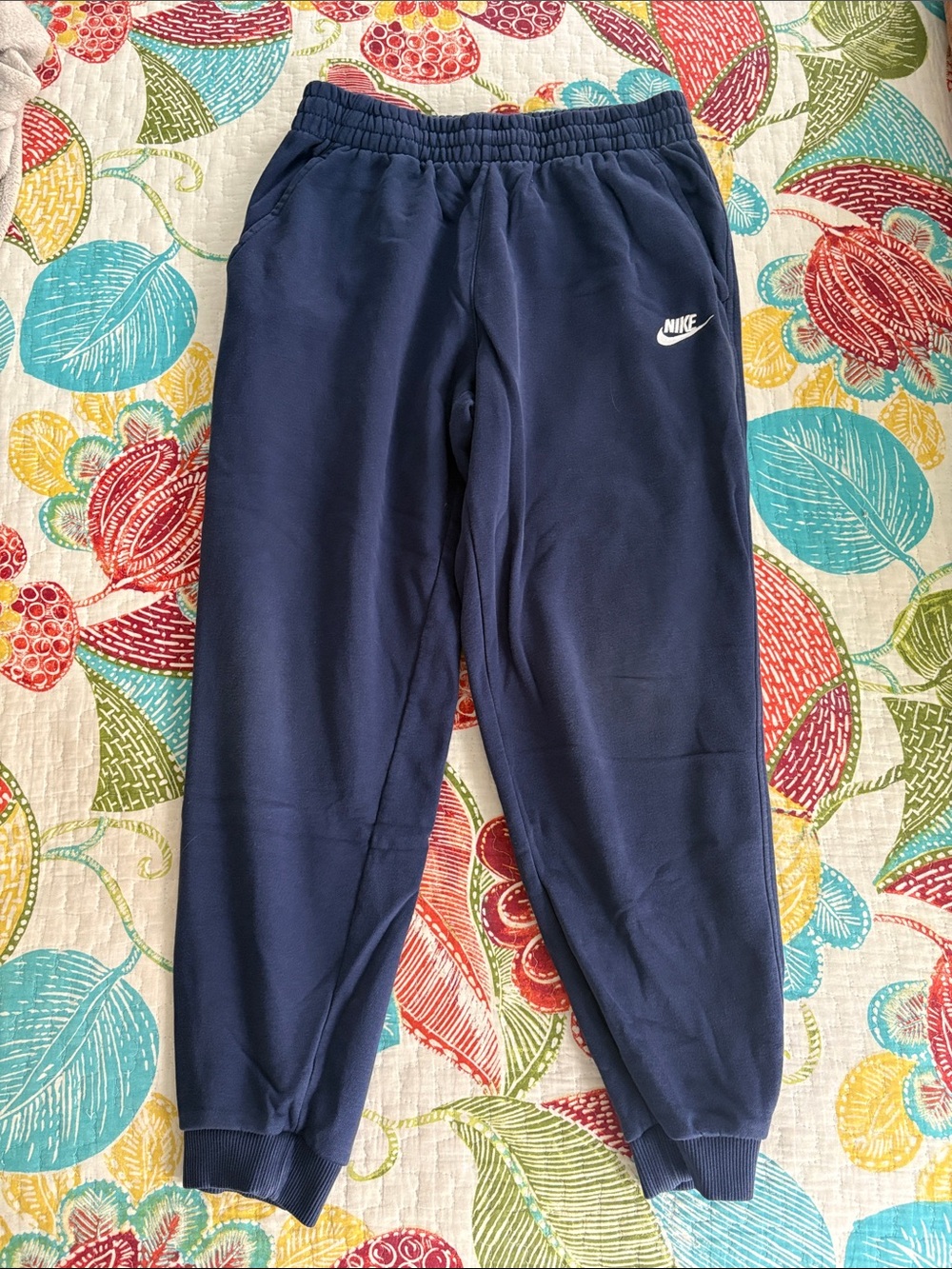 Nike Kids Navy Blue Fleece Jogger Bottoms